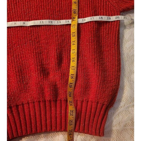 Adell Barre red turtleneck long sleeved sweater w/sparkly silver thread accents - Picture 9 of 9